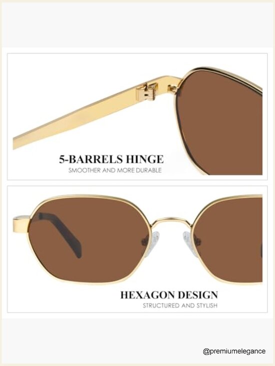 Trendy Retro Hexagon Metal Frame Sunglasses UV400 main image 6